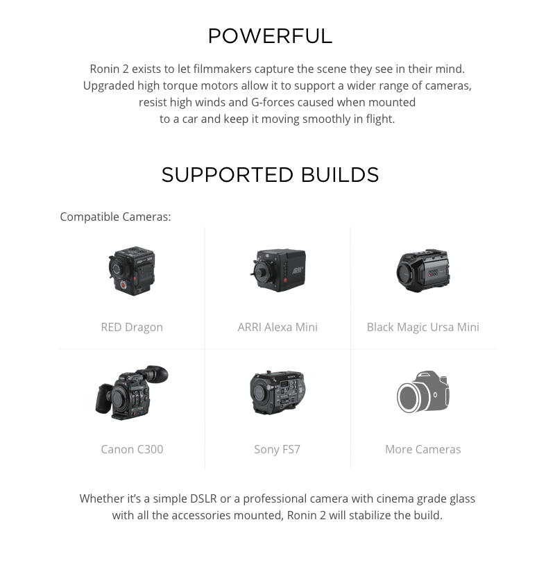 dji ronin 2 uyumlu kameralar